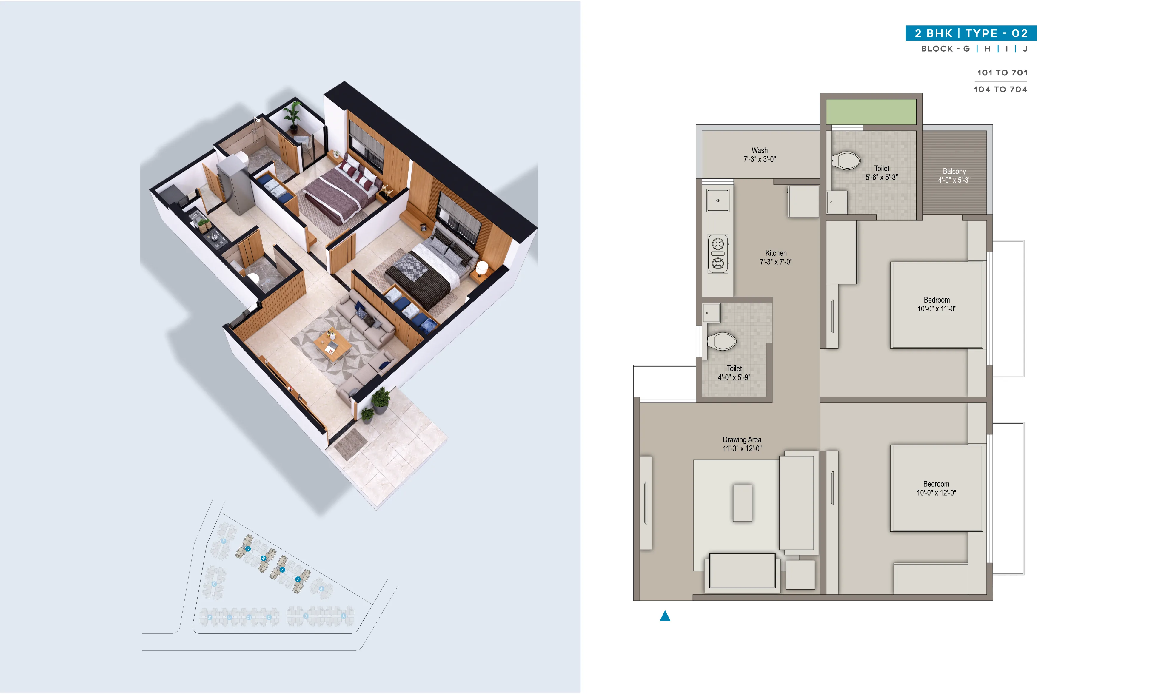2BHK Unit Plan