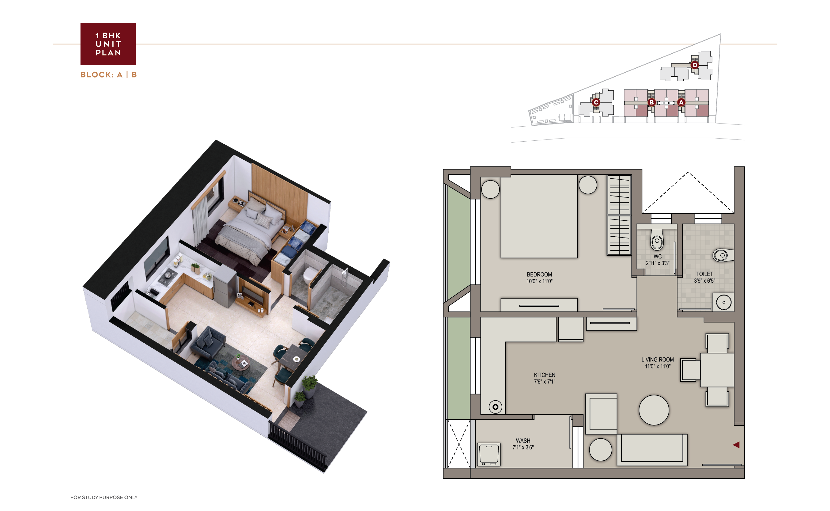 1BHK Unit Plan